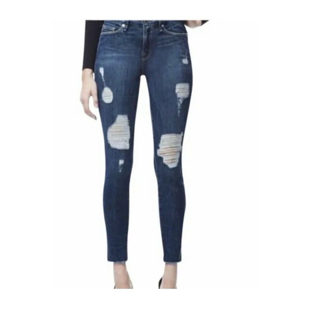 Good American Good Legs Distressed Denim Wash Skinny Jeans‎ waist size 27